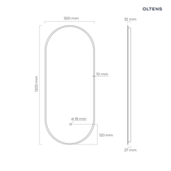 Nordlis lustro 50x120 cm owalne z oświetleniem LED i systemem Klarglas OLTENS 64114300