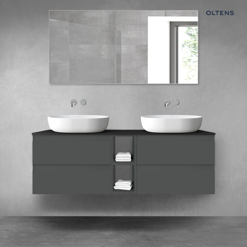 Vernal zestaw mebli łazienkowych 140 cm z blatem grafit mat/czarny mat OLTENS 68628400