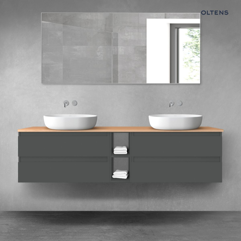 Vernal zestaw mebli łazienkowych 180 cm z blatem grafit mat/dąb OLTENS 68630400