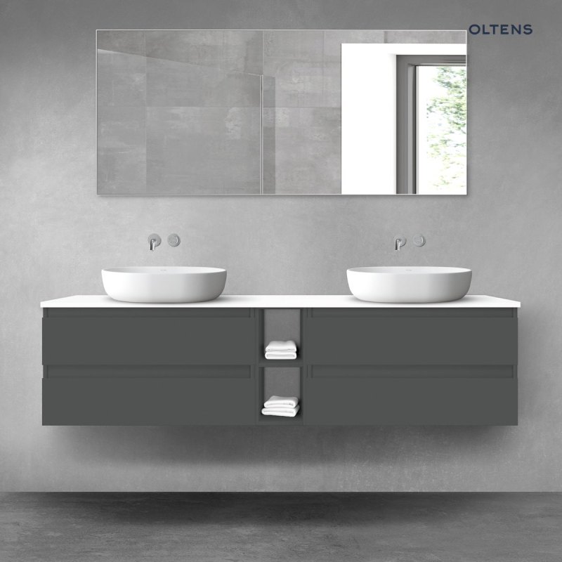 Vernal zestaw mebli łazienkowych 180 cm z blatem grafit mat/bały połysk OLTENS 68631400