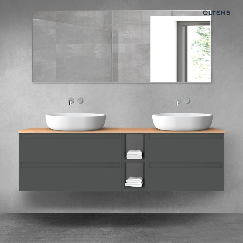 Vernal zestaw mebli łazienkowych 160 cm z blatem grafit mat/dąb OLTENS 68634400