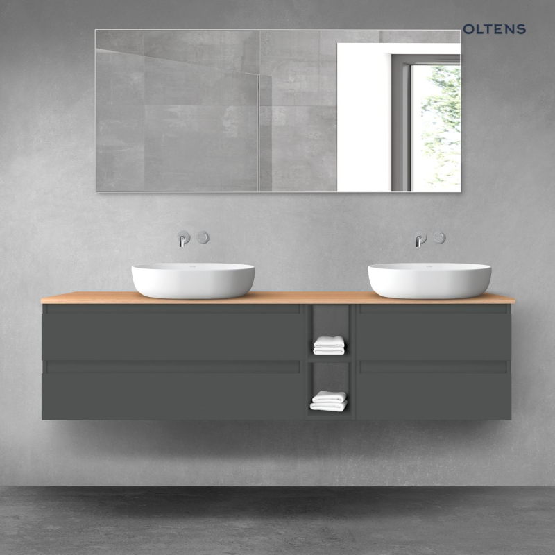 Vernal zestaw mebli łazienkowych 180 cm z blatem grafit mat/dąb OLTENS 68638400
