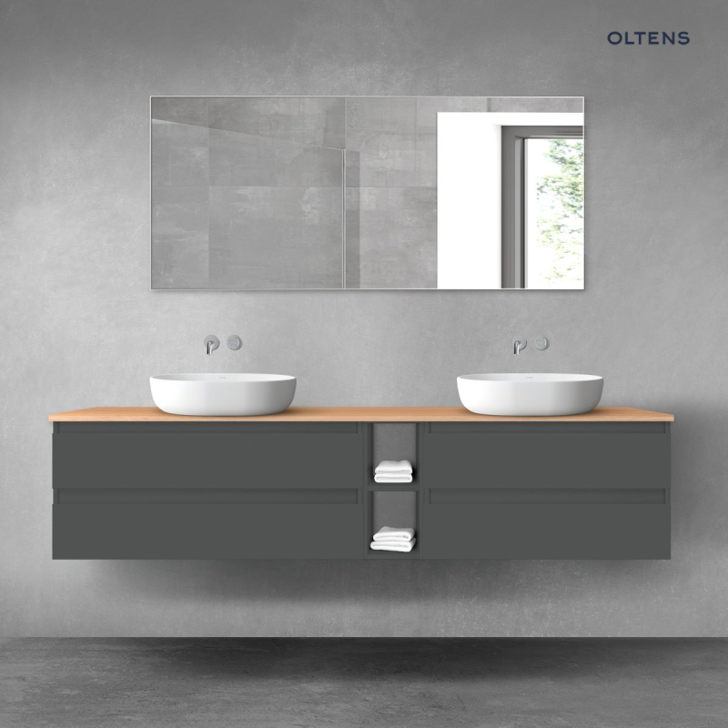 Vernal zestaw mebli łazienkowych 200 cm z blatem grafit mat/dąb OLTENS 68642400