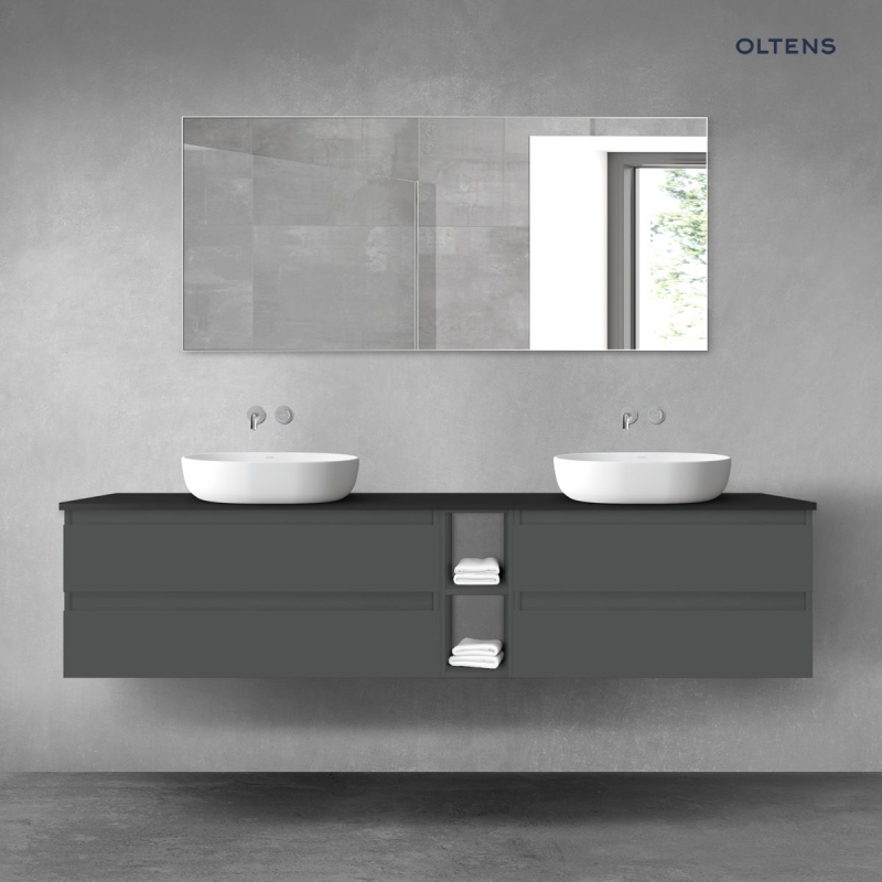 Vernal zestaw mebli łazienkowych 200 cm z blatem grafit mat/czarny mat OLTENS 68644400