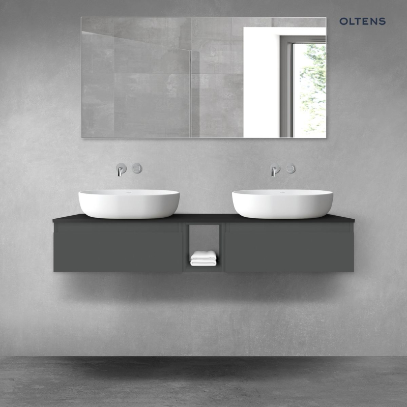 Vernal zestaw mebli łazienkowych 140 cm z blatem grafit mat/czarny mat OLTENS 68648400