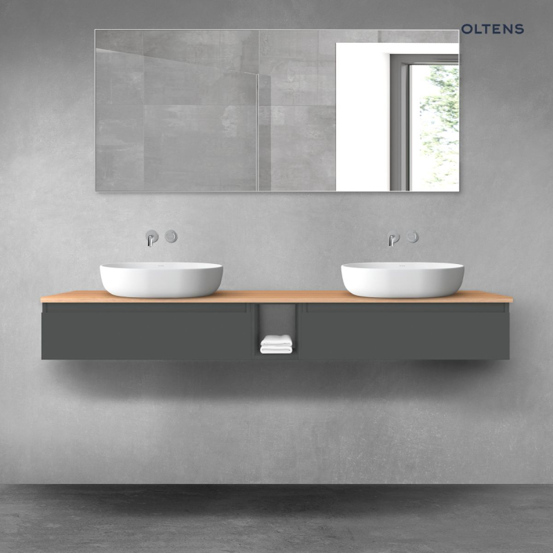 Vernal zestaw mebli łazienkowych 180 cm z blatem grafit mat/dąb OLTENS 68650400