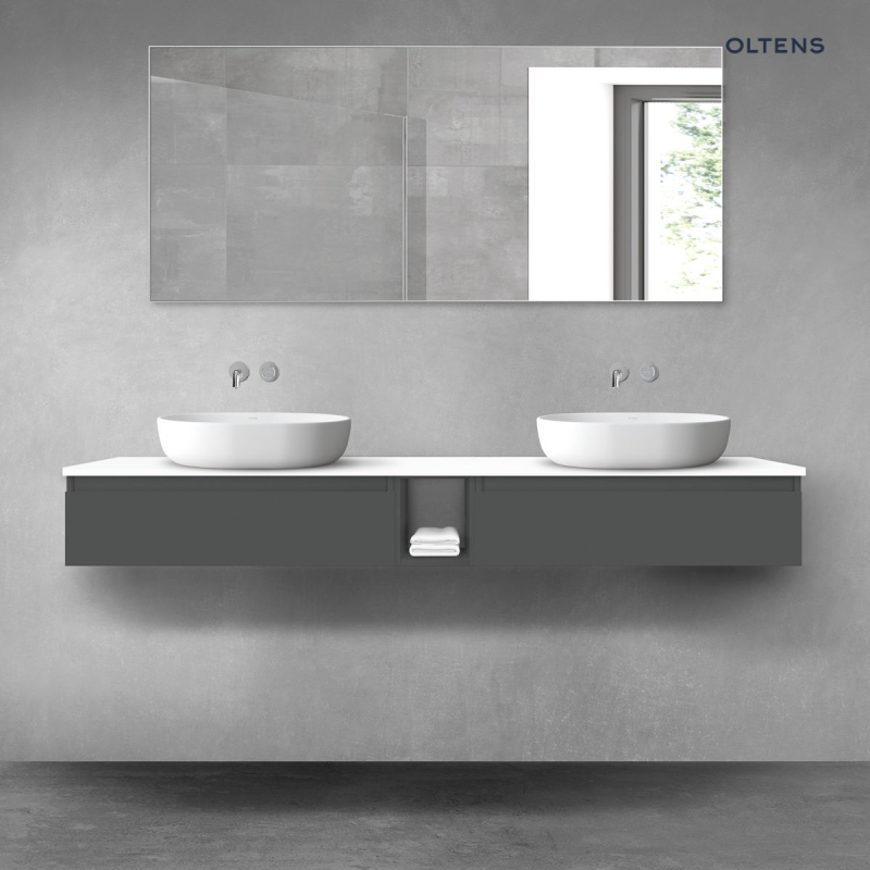 Vernal zestaw mebli łazienkowych 180 cm z blatem grafit mat/dąb OLTENS 68651400