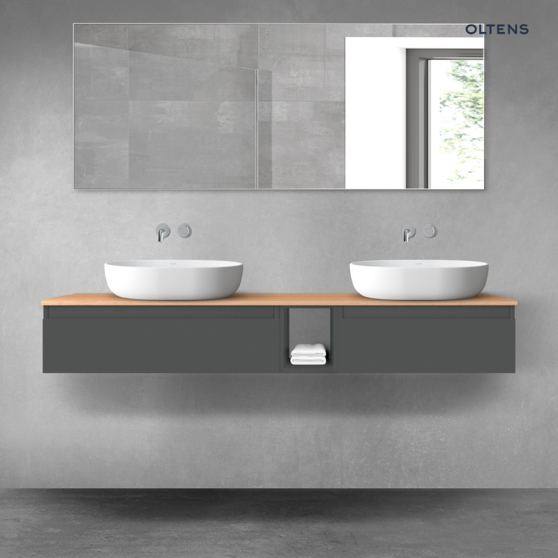Vernal zestaw mebli łazienkowych 160 cm z blatem grafit mat/dąb OLTENS 68654400
