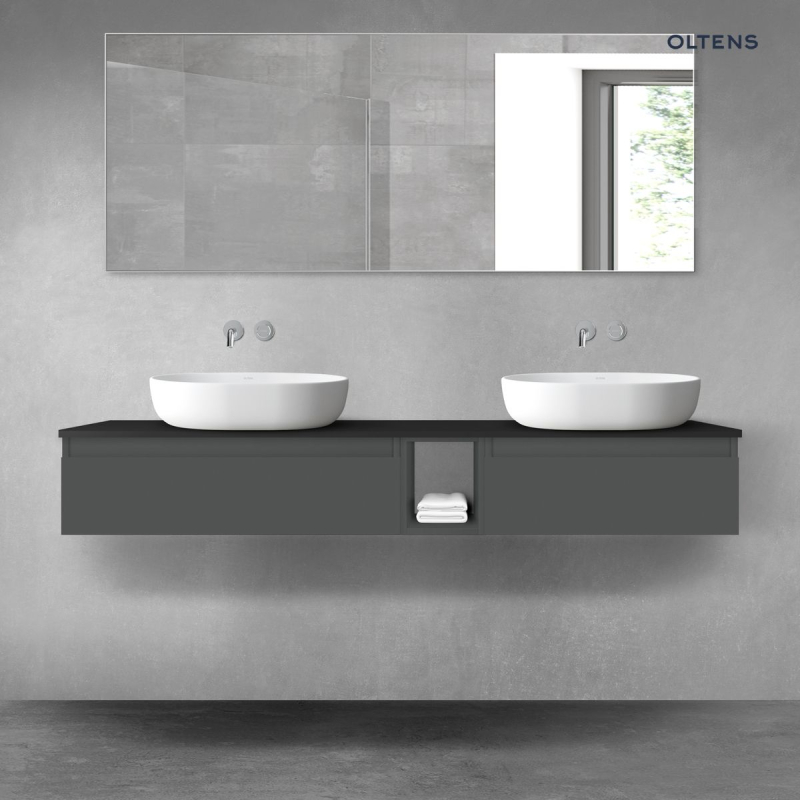 Vernal zestaw mebli łazienkowych 160 cm z blatem grafit mat/czarny mat OLTENS 68656400