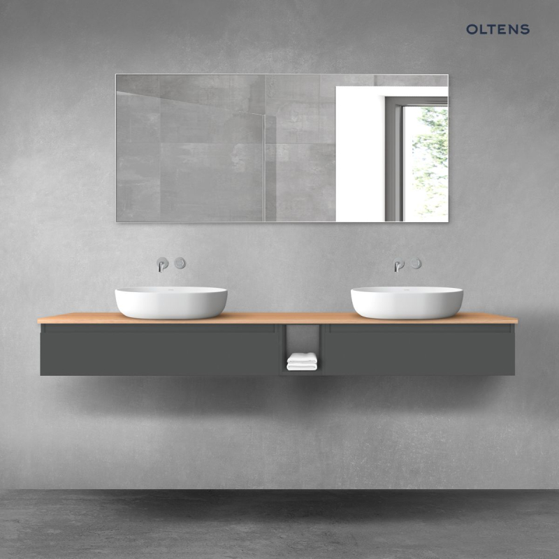 Vernal zestaw mebli łazienkowych 200 cm z blatem grafit mat/dąb OLTENS 68662400