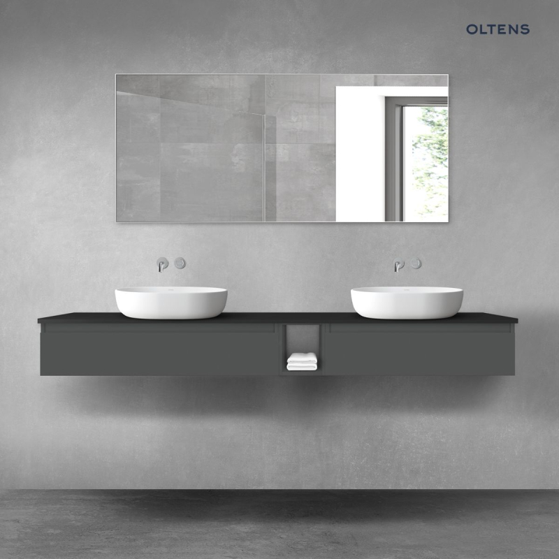Vernal zestaw mebli łazienkowych 200 cm z blatem grafit mat/czarny mat OLTENS 68664400