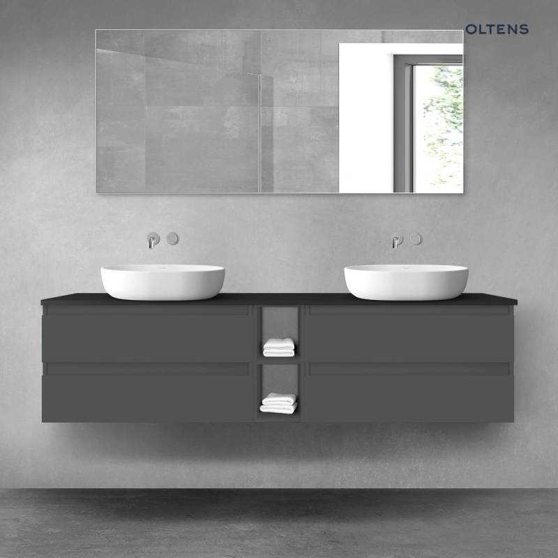 Vernal zestaw mebli łazienkowych 180 cm z blatem grafit mat/czarny mat OLTENS 68632400