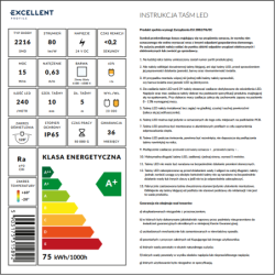 Taśma LED wodoodporna IP65, 240 LED/m napięcie 24V, moc 15W/m, biała zimna, 5m EXCELLENT LIOS.L240/24V15W.CW.IP65