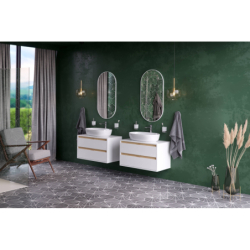 Tuto Szafka Blat 80 Biały/Dąb 2 Szuflady EXCELLENT MLEX.0104.800.WHBL