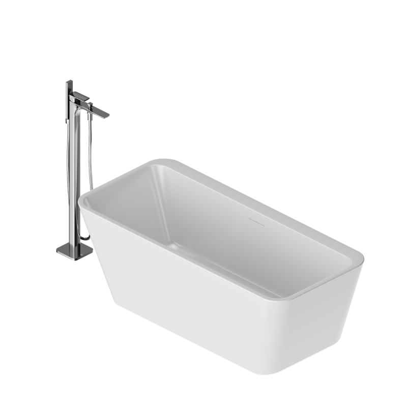 Zestaw promocyjny Lila 2.0 wanna wolnostojąca 160x73 cm biały z bateria wolnostojącą Keria, chrom EXCELLENT ZEPR.0012