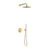 PI zestaw prysznicowo-wannowy podtynkowy z deszczownicą 25 cm 3 funkcyjny, złoty szczotkowany EXCELLENT AREX.SET.1247GB