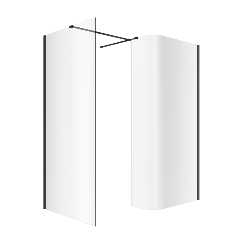 Vidoq walk-in , ścianka prosta 100cm, ścianka gięta 83cm, powłoka CC, czarny mat EXCELLENT KAEX.1507.K.1000.0830.BL
