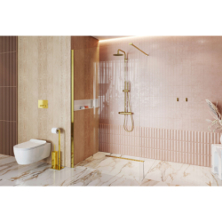 Vidoq walk-in ścianka prysznicowa prosta 80x200 cm, powłoka Clean Control, złoty połysk EXCELLENT KAEX.1506.K.800.GL