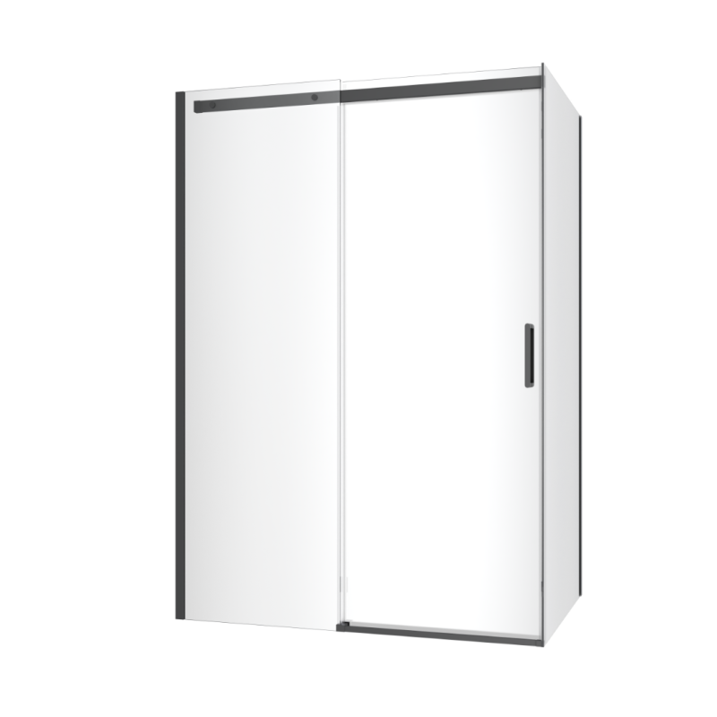 Rols kabina narożna 140x80 cm z drzwiami przesuwnymi 140 cm, powłoka CC, czarny mat EXCELLENT KAEX.2616.K.1400.0800.BL