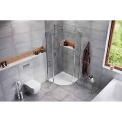 Mazo kabina półokrągła 100x100 cm, drzwi wahadłowe podwójne, powłoka Clean Control, chrom EXCELLENT KAEX.3001.K.1010.1010.CR
