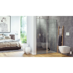 Mazo drzwi wnękowe wahadłowe pojedyncze 140x195 cm ze ścianką stałą, Clean Control, chrom EXCELLENT KAEX.3025.K.1010.1400.CR