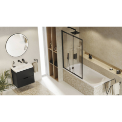 Blanko szafka 49 cm, czarny soft z umywalką z otworem na baterię, uchwyt chrom EXCELLENT MLEX.6317.K.490.BLCR
