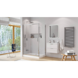 Blanko szafka 64 cm, czarny soft z umywalką z otworem na baterię, uchwyt chrom EXCELLENT MLEX.6317.K.640.BLCR