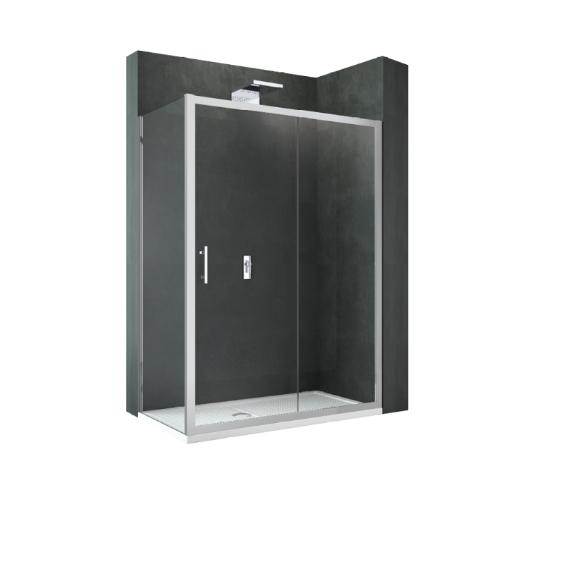 SENSE 2P drzwi przesuwne 2P154 do wnęki lub łączenia ze ścianką F, wys. 195 cm, szkło 6 mm, profil srebrny EMPORIA SENSI2P154-1B