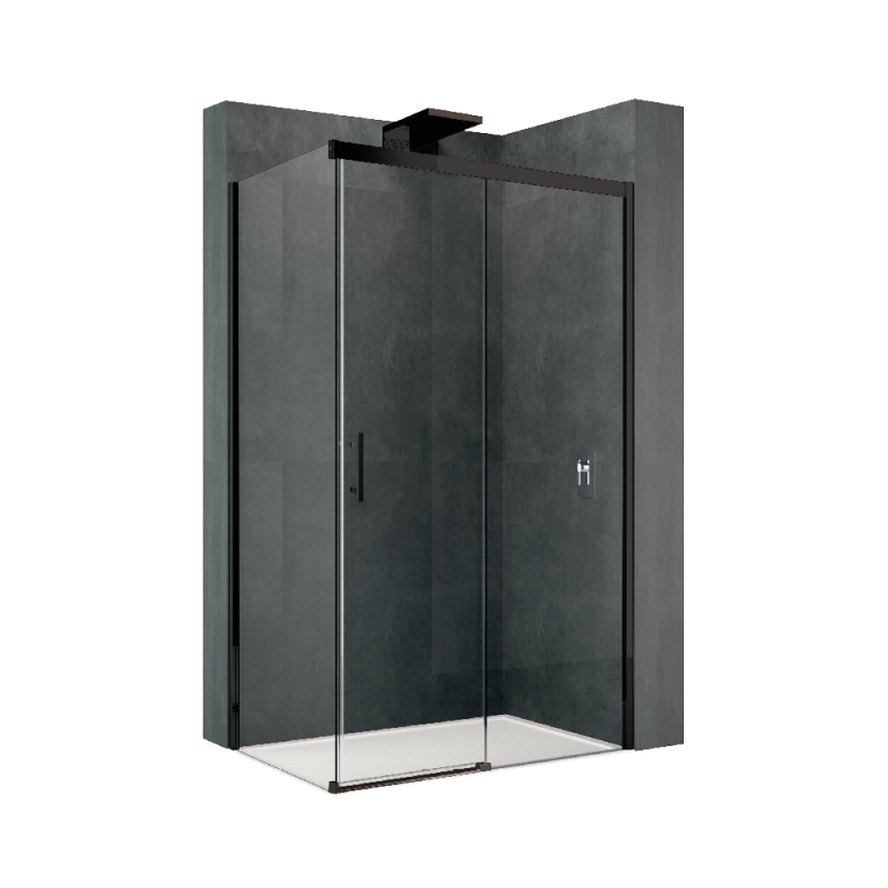 SENSE FH ścianka boczna FH78 do drzwi przesuwnych PH, wys. 195 cm, szkło 6 mm, profil czarny mat EMPORIA SENSIFH78-1H