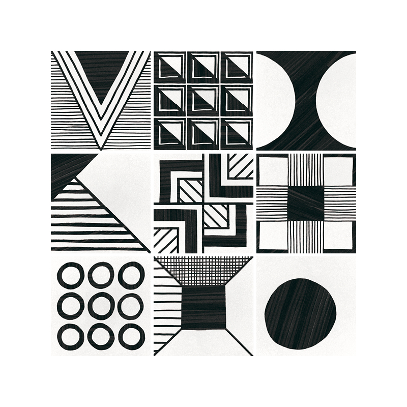 CAPRICE DECO PATCHWORK B&W MAT 20X20 (P.64247)