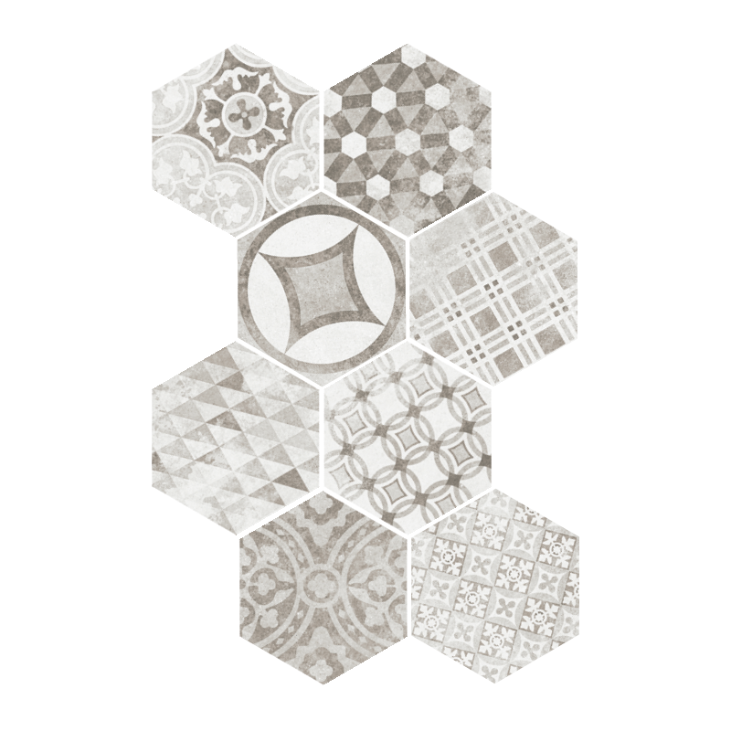 HEXATILE CEMENT GARDEN GREY HEXAGON MAT 17,5X20 (P.64827)