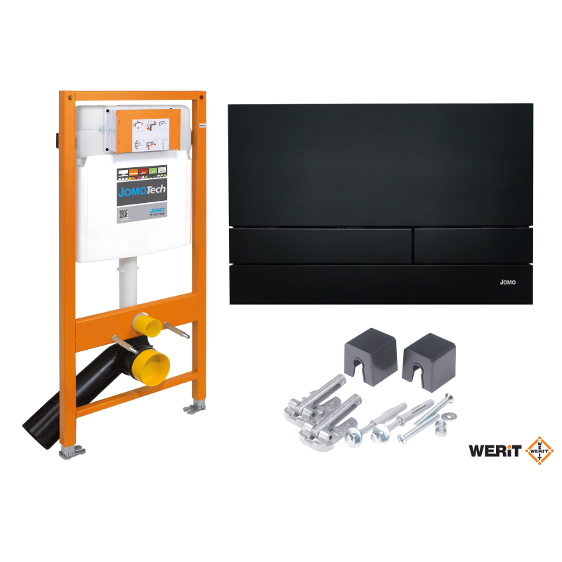 JOMOTech STELAŻ WC H-1120 + WSPORNIK + PRZYCISK EXCLUSIVE 2.0 CZARNY MATOWY WERIT 103-000000015/174-91102500-00