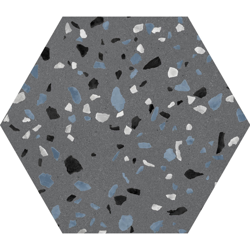 ABSTRACT GRAPHITE HEXAGON MAT 20X24 (P.69029)