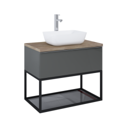 STELAŻ PODSZAFKOWY 80 BLACK MATT Z PÓŁKĄ SZKLANĄ ELITA 167666 / RE150800107160