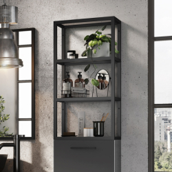STELAŻ WISZĄCY 40/80 BLACK MATT Z PÓŁKAMI SZKLANYMI ELITA 168186 / RE150401107160