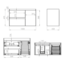 SZAFKA SPLIT 100 (60 2S L + KOSZ CARGO P) ANTHRACITE MATT ELITA 168150 / RE011006056010