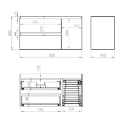 SZAFKA SPLIT 120 (80 2S L + KOSZ CARGO P) ANTHRACITE MATT ELITA 168166 / RE011206256010