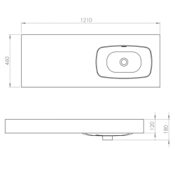 UMYWALKA DIMPLE 120 PRAWA (60+60) ŚCIENNA, MARMUR ANTHRACITE MATT ELITA 168878 / RE041202026010