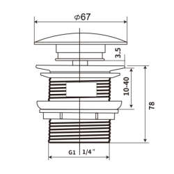 KOREK UMYWALKOWY KLIK-KLAK Z PRZELEWEM ANTHRACITE MATT ELITA 169454 / RE090000036010