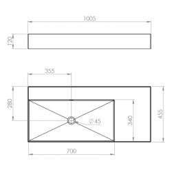 UMYWALKA LEVEL 100 LEWA ŚCIENNA, SOLID-SURFACE ANTHRACITE MATT ELITA RE041461186010