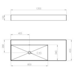 UMYWALKA LEVEL 120 LEWA ŚCIENNA, SOLID-SURFACE ANTHRACITE MATT ELITA RE041461196010