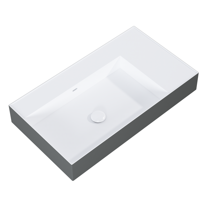 UMYWALKA LEVEL 80 LEWA ŚCIENNA, SOLID-SURFACE BICOLOR WHITE MATT / ANTHRACITE MATT ELITA RE041461216180