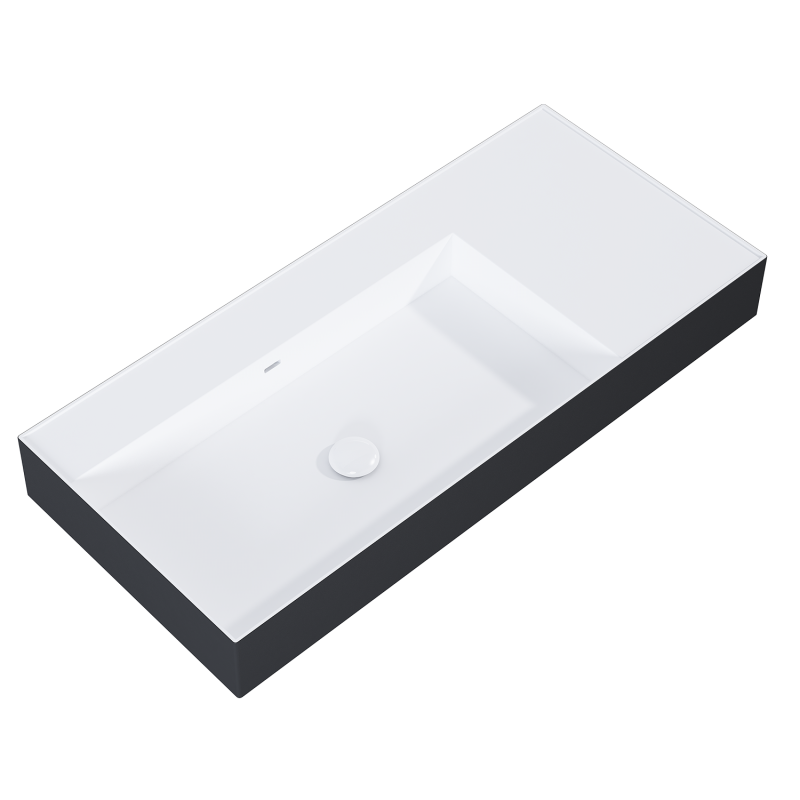 UMYWALKA LEVEL 100 LEWA ŚCIENNA, SOLID-SURFACE BICOLOR WHITE MATT / BLACK MATT ELITA RE041461226030
