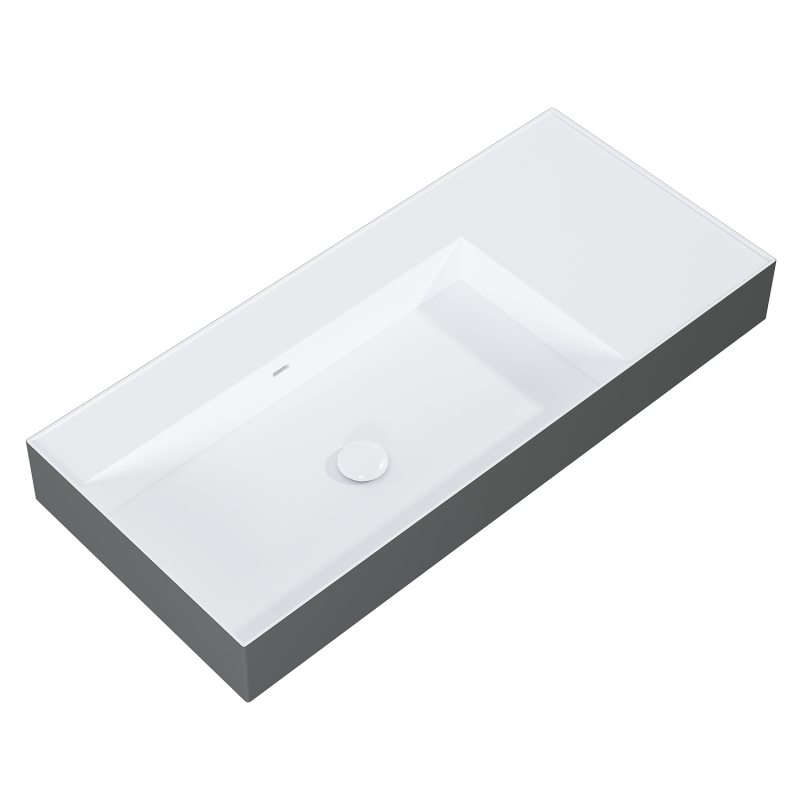 UMYWALKA LEVEL 100 LEWA ŚCIENNA, SOLID-SURFACE BICOLOR WHITE MATT / ANTHRACITE MATT ELITA RE041461226180