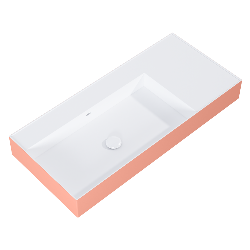 UMYWALKA LEVEL 100 LEWA ŚCIENNA, SOLID-SURFACE BICOLOR WHITE MATT / TERRA PINK MATT ELITA RE041461226020
