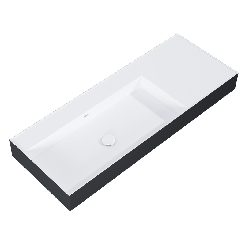 UMYWALKA LEVEL 120 LEWA ŚCIENNA, SOLID-SURFACE BICOLOR WHITE MATT / BLACK MATT ELITA RE041461236030