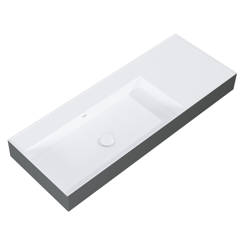 UMYWALKA LEVEL 120 LEWA ŚCIENNA, SOLID-SURFACE BICOLOR WHITE MATT / ANTHRACITE MATT ELITA RE041461236180