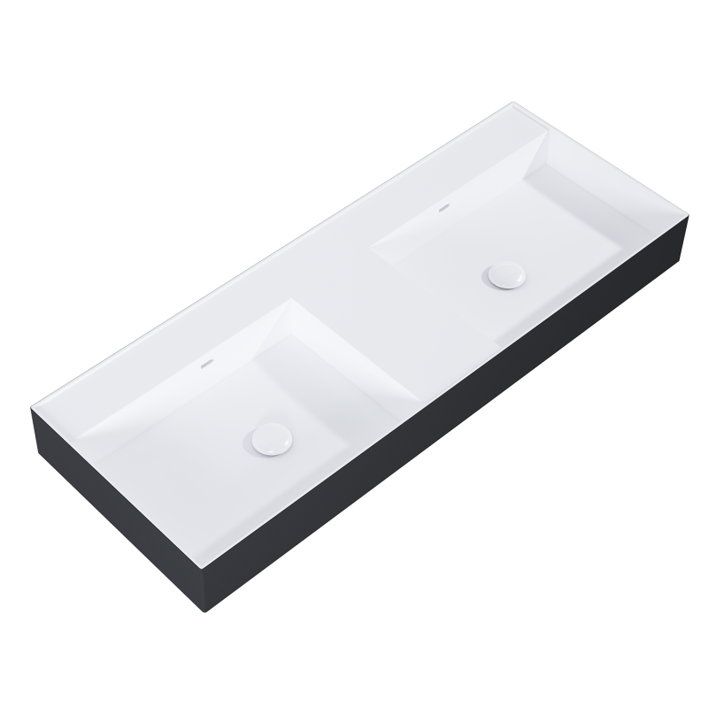 UMYWALKA LEVEL 120 DUO ŚCIENNA, SOLID-SURFACE BICOLOR WHITE MATT / BLACK MATT ELITA RE041461246030