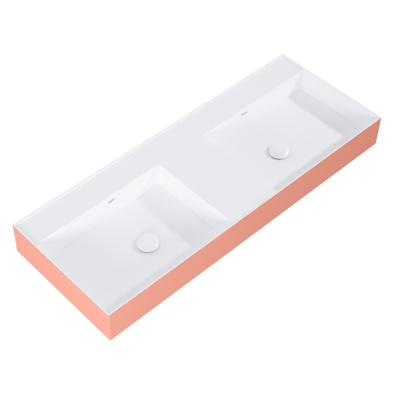 UMYWALKA LEVEL 120 DUO ŚCIENNA, SOLID-SURFACE BICOLOR WHITE MATT / TERRA PINK MATT ELITA RE041461246020