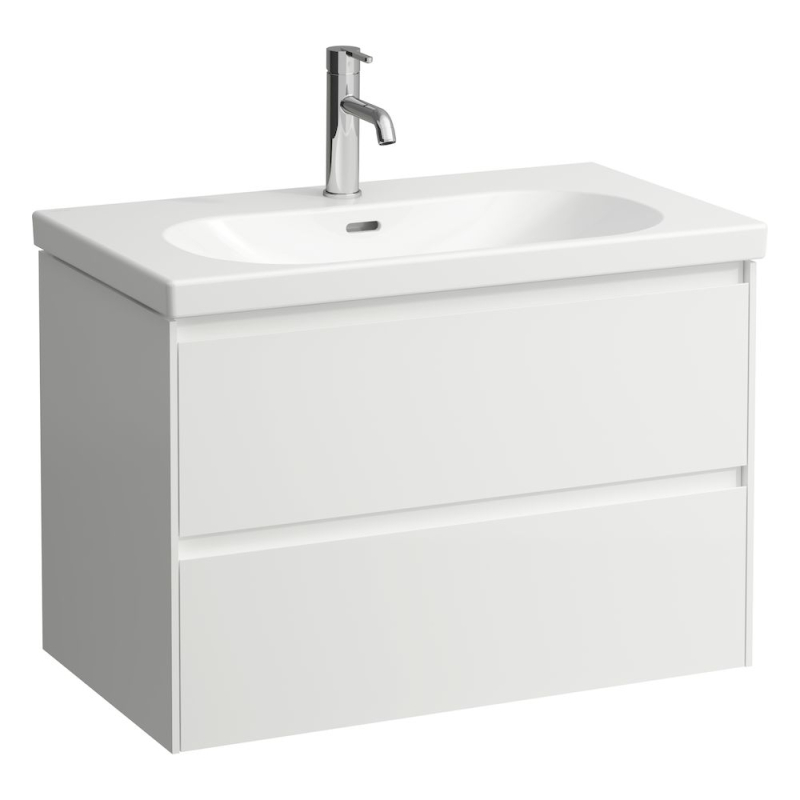 LUA Umywalka ścienna 800 x 460 mm LCC, z otworem na baterie, z otworem przelewowym LAUFEN H8100874001041